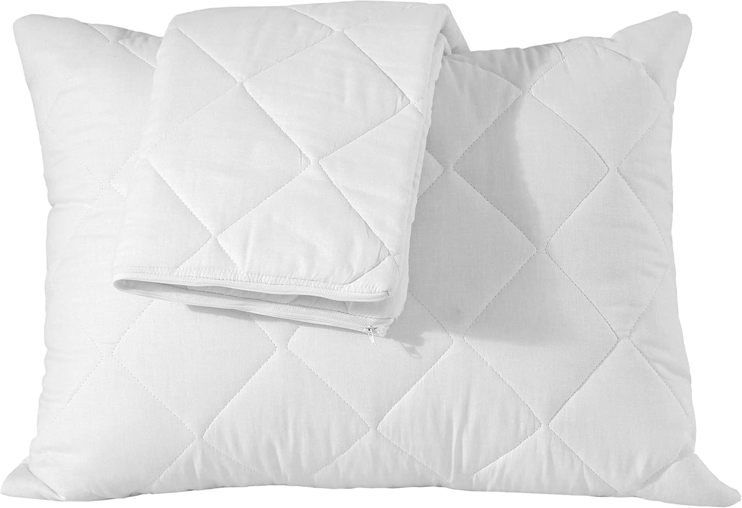 Waterproof Quilted Pillow Protectors Standard Ultra Soft Thick Pair 20x26 Inches Brushed Ultra Plush White Zippered Set of 2 Size Encasement