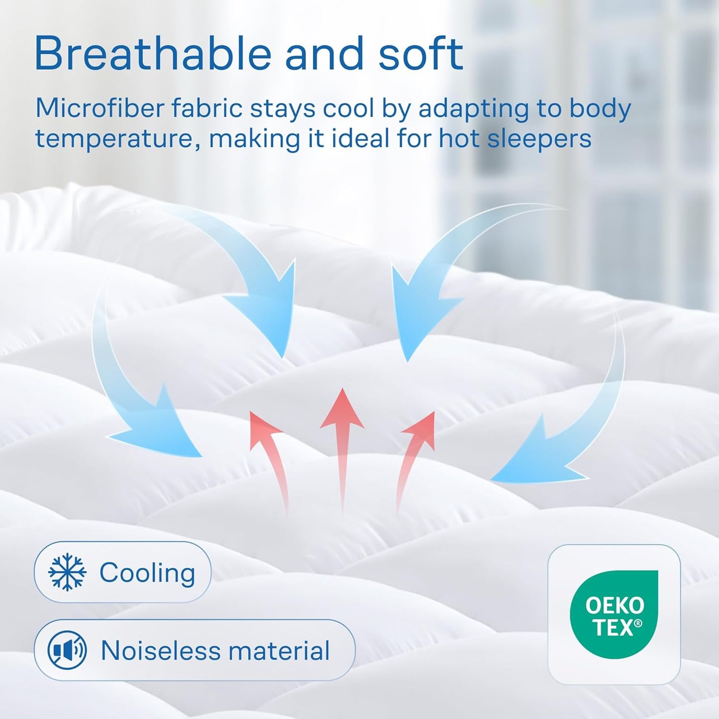 Niagara Mattress Topper Twin - Cooling Breathable Pillow Top Mattress Pad for Back Pain Relief - Deep Pocket Topper Fits 8-20 Inches Mattress