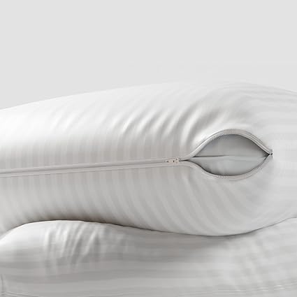 Niagara 2 Pack Queen Pillow Protectors with Zipper, Soft Quiet Cotton Sateen, Effective Dust Protection, Stay in Place Pillow Covers, Ideal for Home, Guests, Rentals (20x30 Inches)
