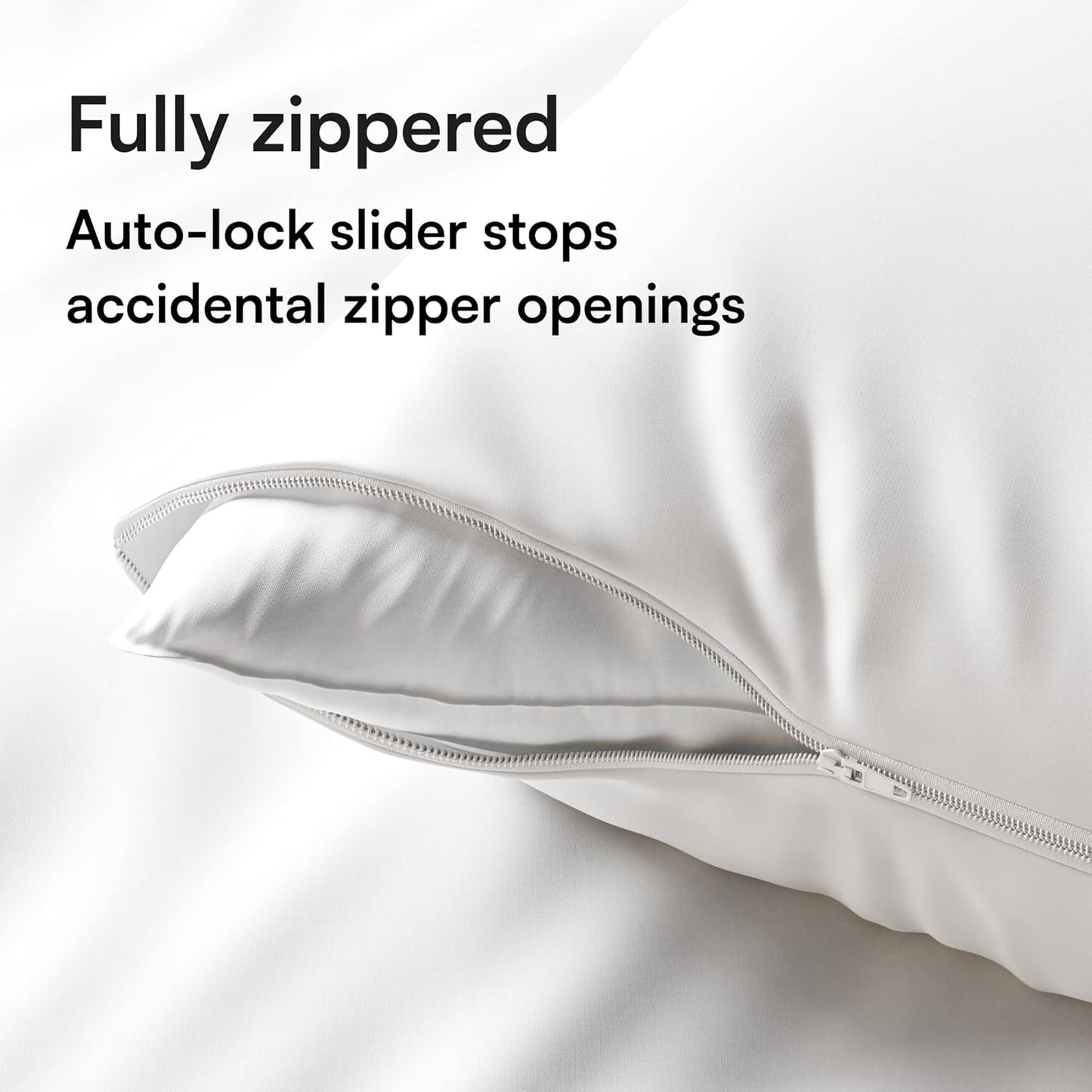 Ultra Soft Pillow Protectors with Zipper Queen Size - Set of 4 Breathable Pillow Covers - 100% Protection Against Stains, Dust & Dirt - Machine Washable (White)