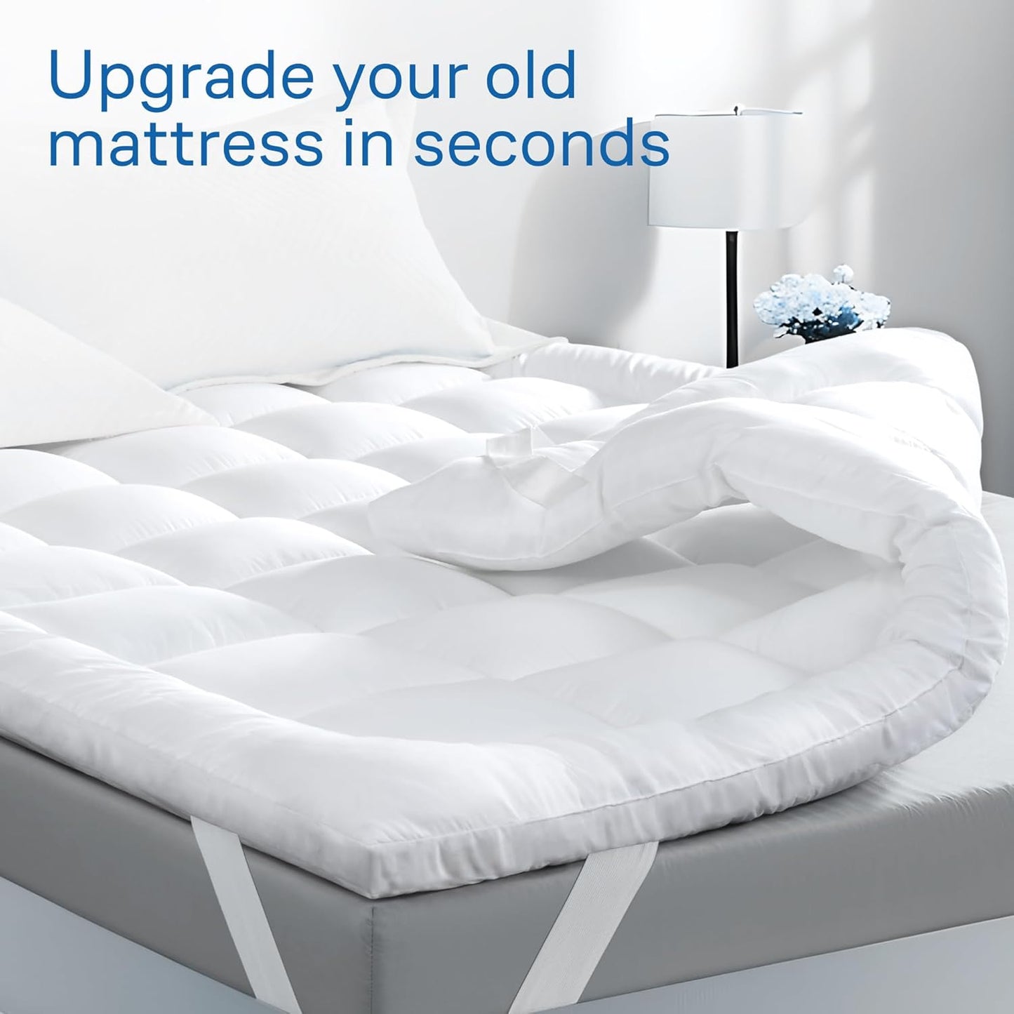 Ultra Soft Full Size Mattress Topper - Cloud-Like Mattress Pad for Back Pain Relief - Breathable Cooling Material for Hot Sleepers