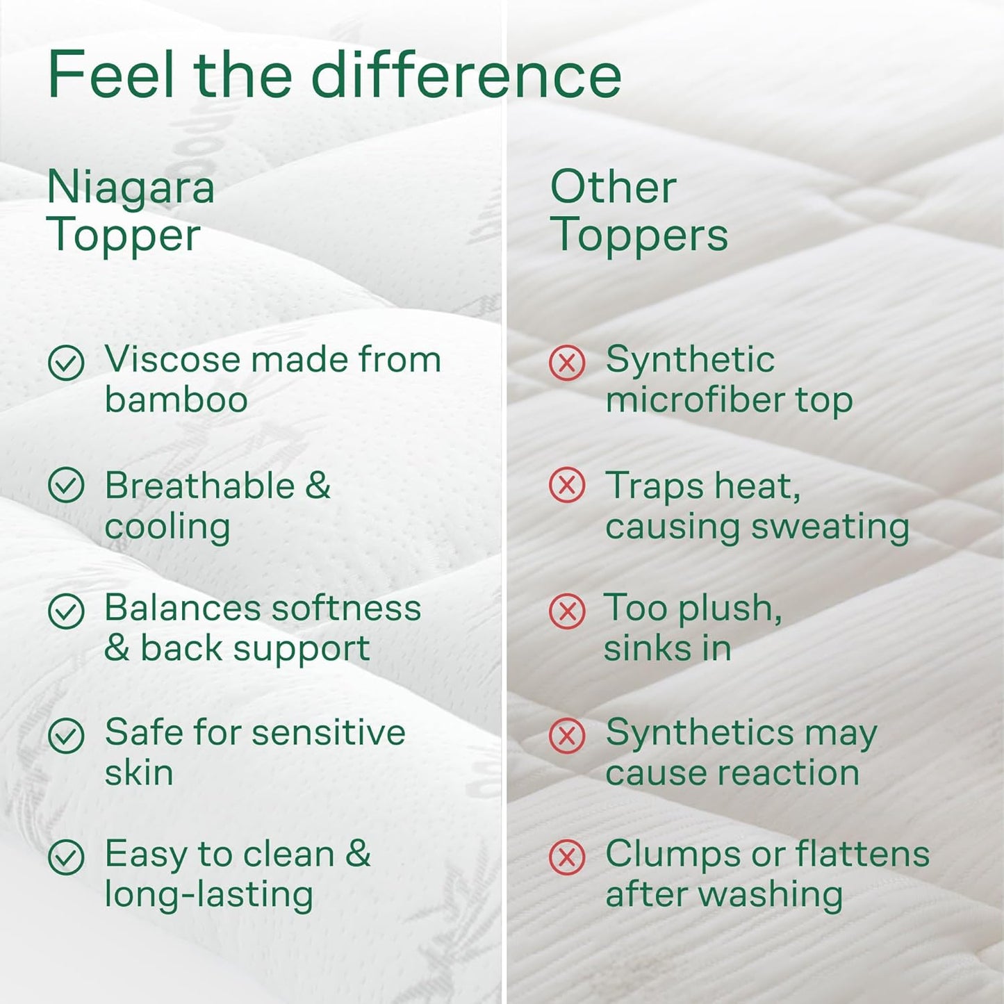 Ultra Soft Queen RV Size Mattress Topper - Viscose Made from Bamboo Pillow Top Mattress Pad for Back Pain Relief - Naturally Cooling for Hot Sleepers, Green