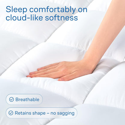 Niagara Mattress Topper Twin - Cooling Breathable Pillow Top Mattress Pad for Back Pain Relief - Deep Pocket Topper Fits 8-20 Inches Mattress
