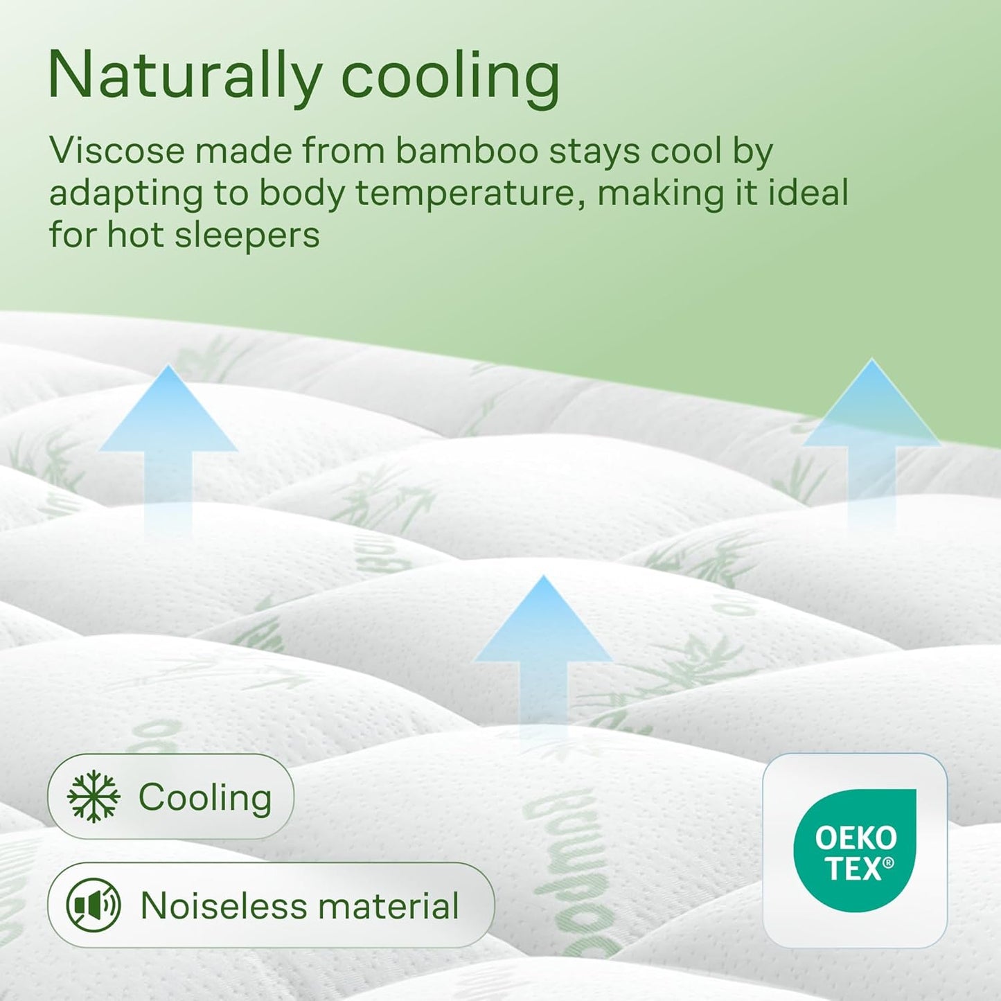 Ultra Soft Queen Size Mattress Topper - Viscose Made from Bamboo Pillow Top Mattress Pad for Back Pain Relief - Naturally Cooling for Hot Sleepers, White