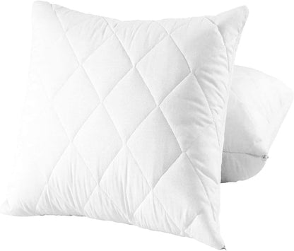 Waterproof Quilted Pillow Protectors King Ultra Soft Thick Pair 20x36 Inches Brushed Ultra Plush White Zippered Set of 2 Size Encasement