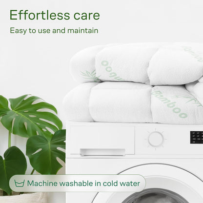 Ultra Soft Queen Size Mattress Topper - Viscose Made from Bamboo Pillow Top Mattress Pad for Back Pain Relief - Naturally Cooling for Hot Sleepers, White