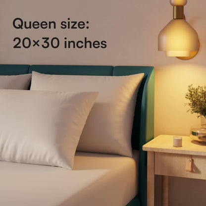 Ultra Soft Pillow Protectors with Zipper Queen Size - Set of 4 Breathable Pillow Covers - 100% Protection Against Stains, Dust & Dirt - Machine Washable (White)