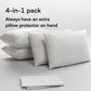 Set of 4 Pillow Protectors with Zipper Queen Size - 100% Resistant to Stains, Dust & Dirt - Washable Covers for Increased Pillow Lifespan
