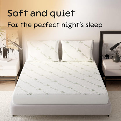 100% Waterproof King Mattress Protector - 360 Pad Protection Against Spills, Stains & Accidents for Parents & Pet Owners - Noiseless & Cooling Viscose Made from Bamboo (Green)
