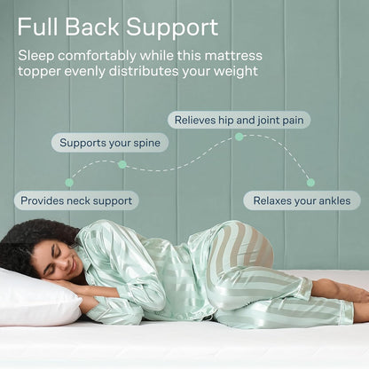 Cloud-Like Full Size Mattress Topper - 100% Cotton Top Mattress Pad for Back Pain Relief - Breathable & Naturally Cooling for Hot Sleepers