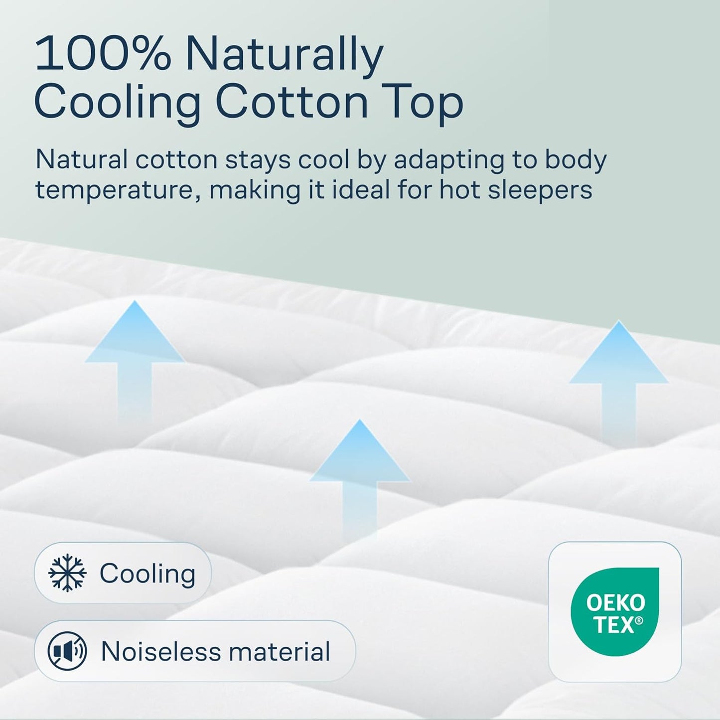 Cloud-Like Full Size Mattress Topper - 100% Cotton Top Mattress Pad for Back Pain Relief - Breathable & Naturally Cooling for Hot Sleepers