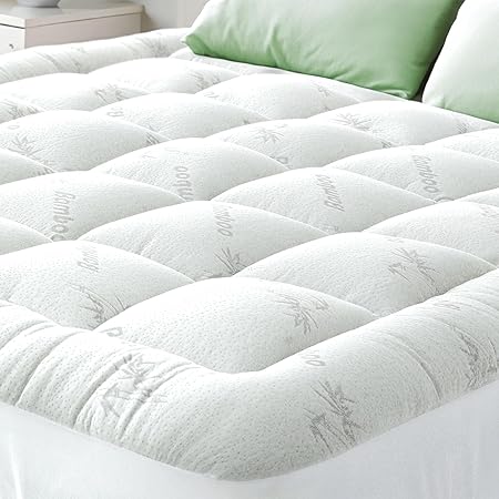 Ultra Soft Queen RV Size Mattress Topper - Viscose Made from Bamboo Pillow Top Mattress Pad for Back Pain Relief - Naturally Cooling for Hot Sleepers, White