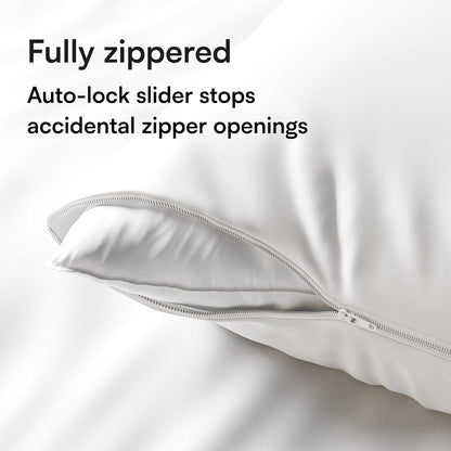 Ultra Soft Pillow Protectors with Zipper King Size - Set of 4 Breathable Pillow Covers - 100% Protection Against Stains, Dust & Dirt - Machine Washable (White)