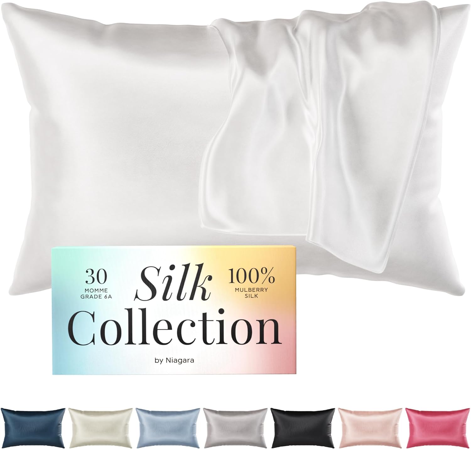 white silk pillow case