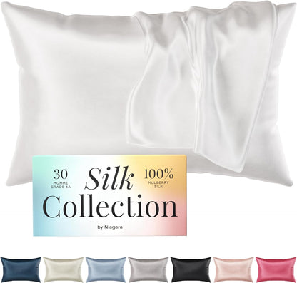 white silk pillow case