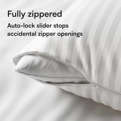 Set of 4 Pillow Protectors with Zipper King Size - 100% Resistant to Stains, Dust & Dirt - Washable Covers for Increased Pillow Lifespan