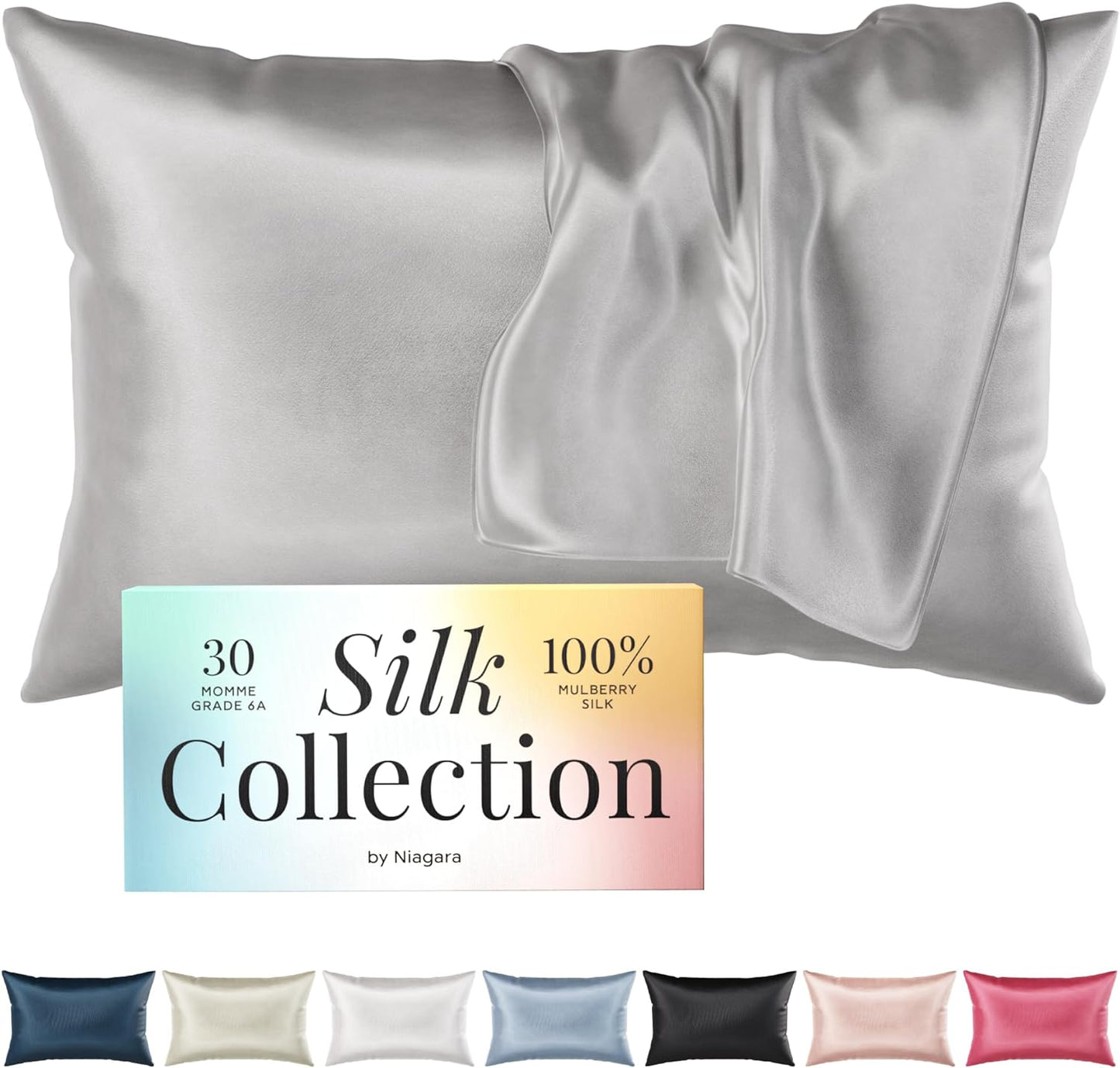 grey silk pillow case