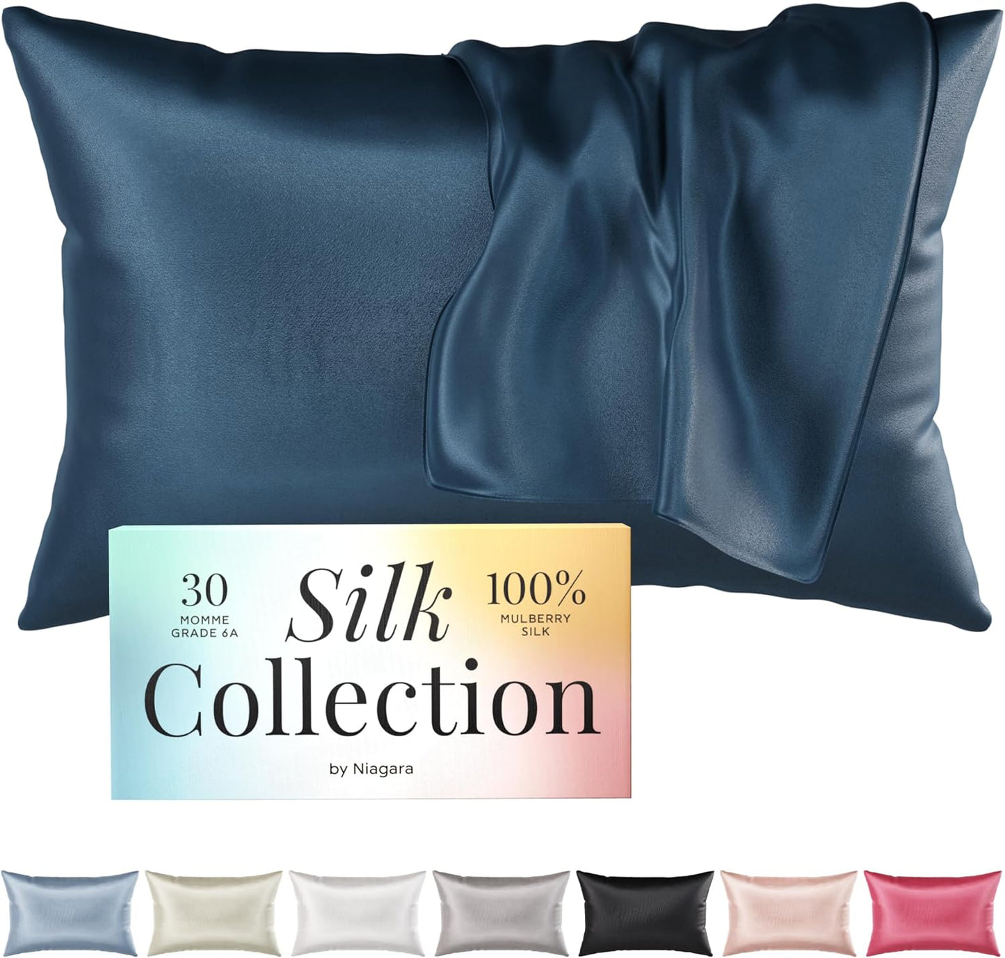 navy blue silk pillow case