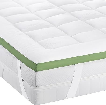 Queen RV Mattress Topper 2 inch Viscose Made from Bamboo - Cooling Breathable Pillow Top Mattress Pad for Back Pain Relief - Deep Pocket Topper Fits 8-20 Inches Mattress