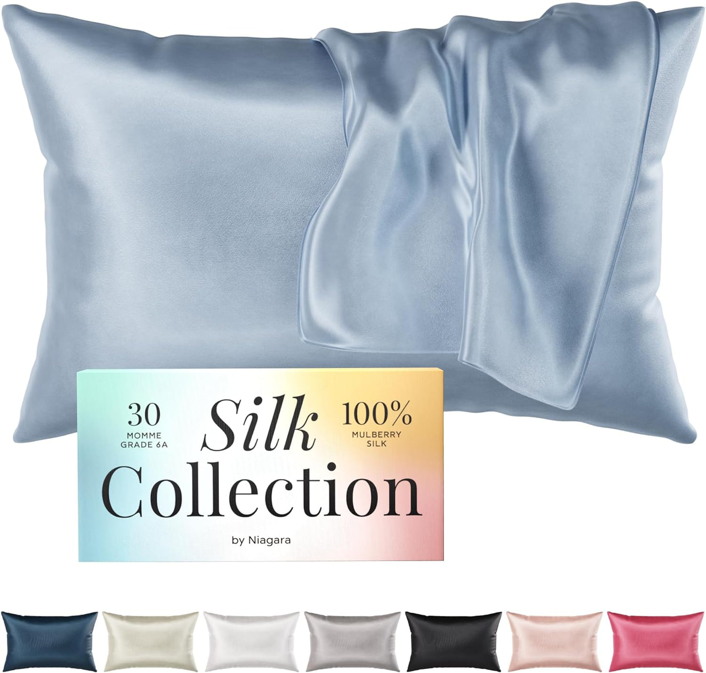 blue silk pillow case