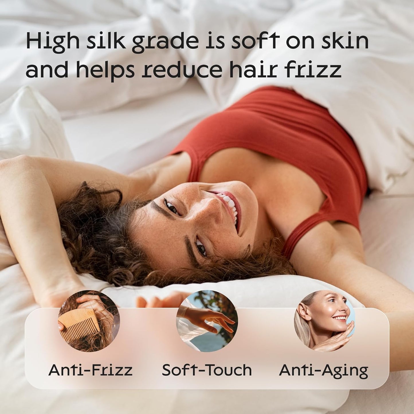 silk pillow case is anti-frizz, soft-touch