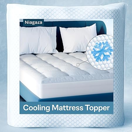 Niagara Cooling Full Mattress Topper - Pillow Top Mattress Cover Quilted Fitted Cooling Topper for Back Pain Deep Pocket Fits 20 Inches (54x75 Inches)