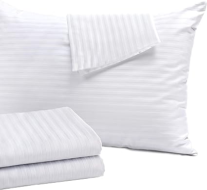 Niagara 4 Pack Queen Pillow Protectors with Zipper, Soft Quiet Cotton Sateen, Effective Dust Protection, Stay in Place Pillow Covers, Ideal for Home, Guests, Rentals (20x30 Inches)