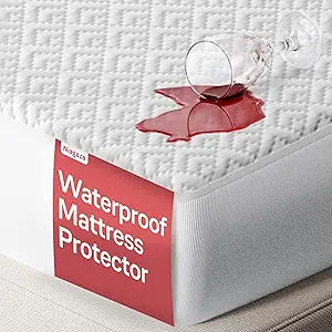 100% Waterproof Twin Mattress Protector - 360 Pad Protection Against Spills, Stains & Accidents for Parents & Pet Owners - Noiseless & Cooling Viscose Made from Bamboo (White)