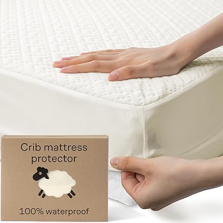 Niagara 1 Pack Viscose Made from Bamboo 100% Waterproof Crib Mattress Protector, Soft Breathable Crib Mattress Protector with Deep Pocket, Crib Mattress Pad for Toddler and Baby (52x28, Beige)