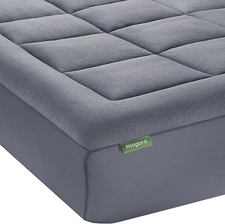 Viscose Made from Bamboo Full Mattress Topper - Thick Cooling Breathable Pillow Top Mattress Pad for Back Pain Relief - Deep Pocket Topper Fits 8-20 Inches Mattress, Grey