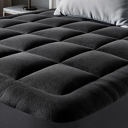 Ultra Soft Twin Size Mattress Topper - Viscose Made from Bamboo Pillow Top Mattress Pad for Back Pain Relief - Naturally Cooling for Hot Sleepers, Black
