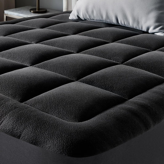 Ultra Soft Twin XL Size Mattress Topper - Viscose Made from Bamboo Pillow Top Mattress Pad for Back Pain Relief - Naturally Cooling for Hot Sleepers, Black