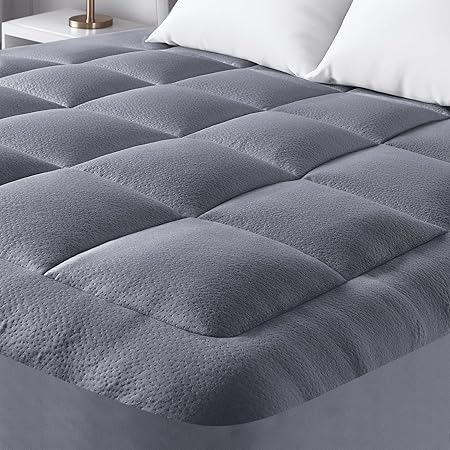 Ultra Soft Twin Size Mattress Topper - Viscose Made from Bamboo Pillow Top Mattress Pad for Back Pain Relief - Naturally Cooling for Hot Sleepers, Grey