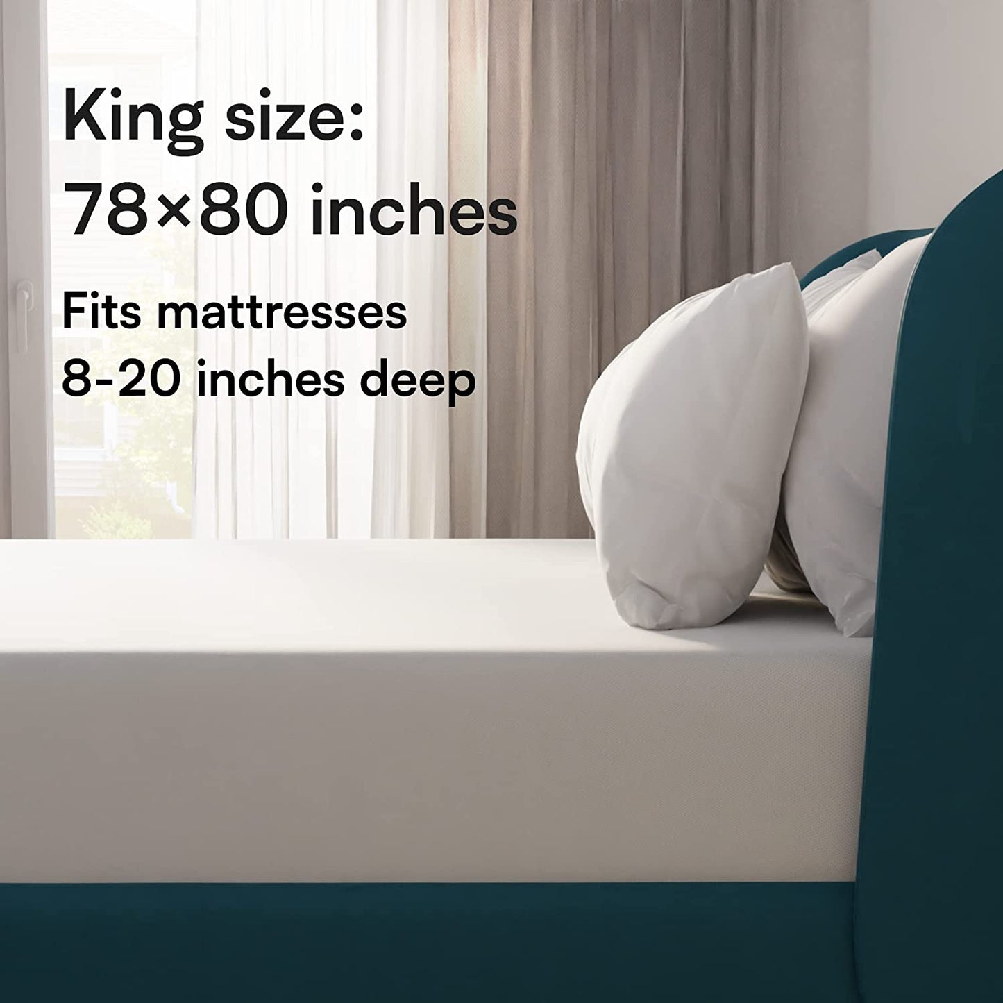 king size: 78x80 inches