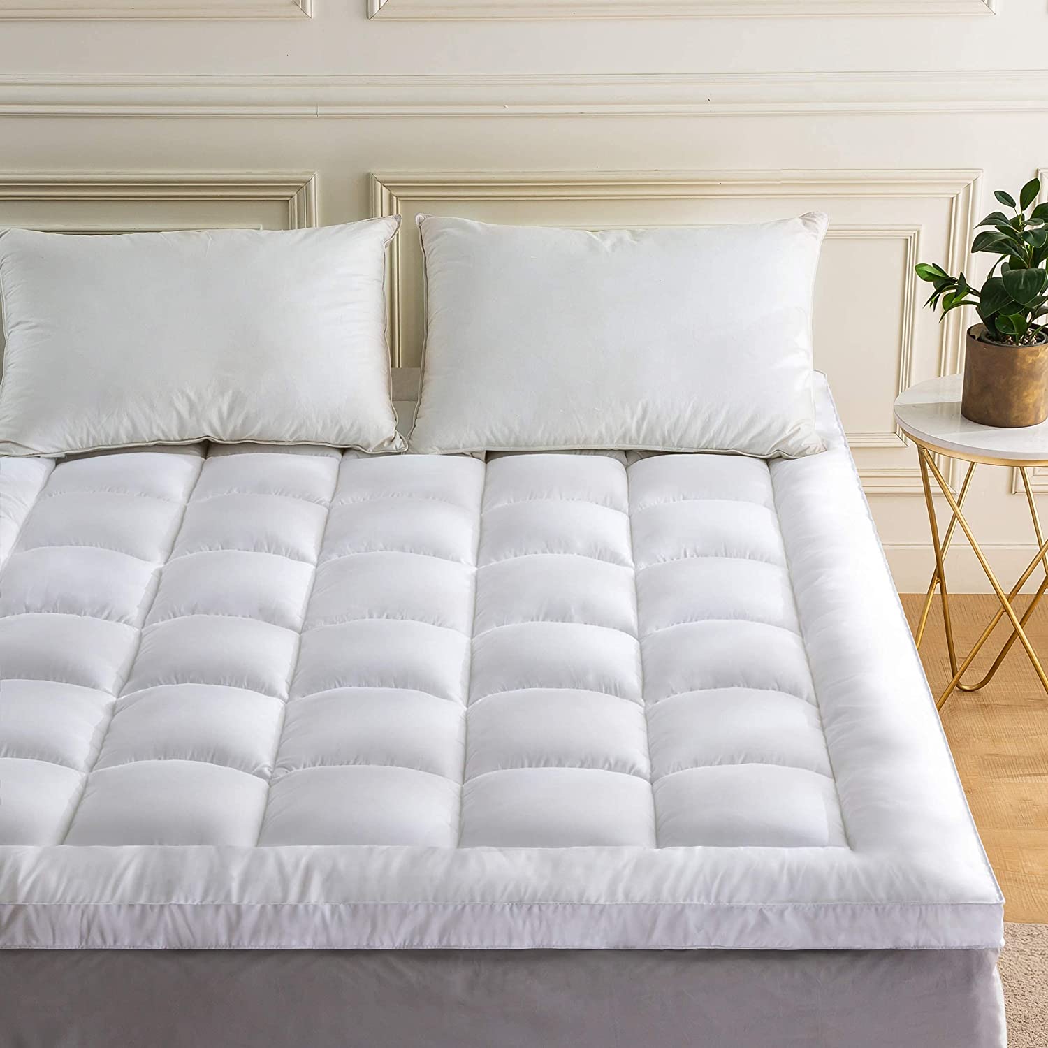 microfiber mattress topper-superior microfiber all season down alternative mattress topper – white-microfiber in mattress toppers-microfiber mattress topper hospitology product-hospitology microfiber quilted mattress pad & topper