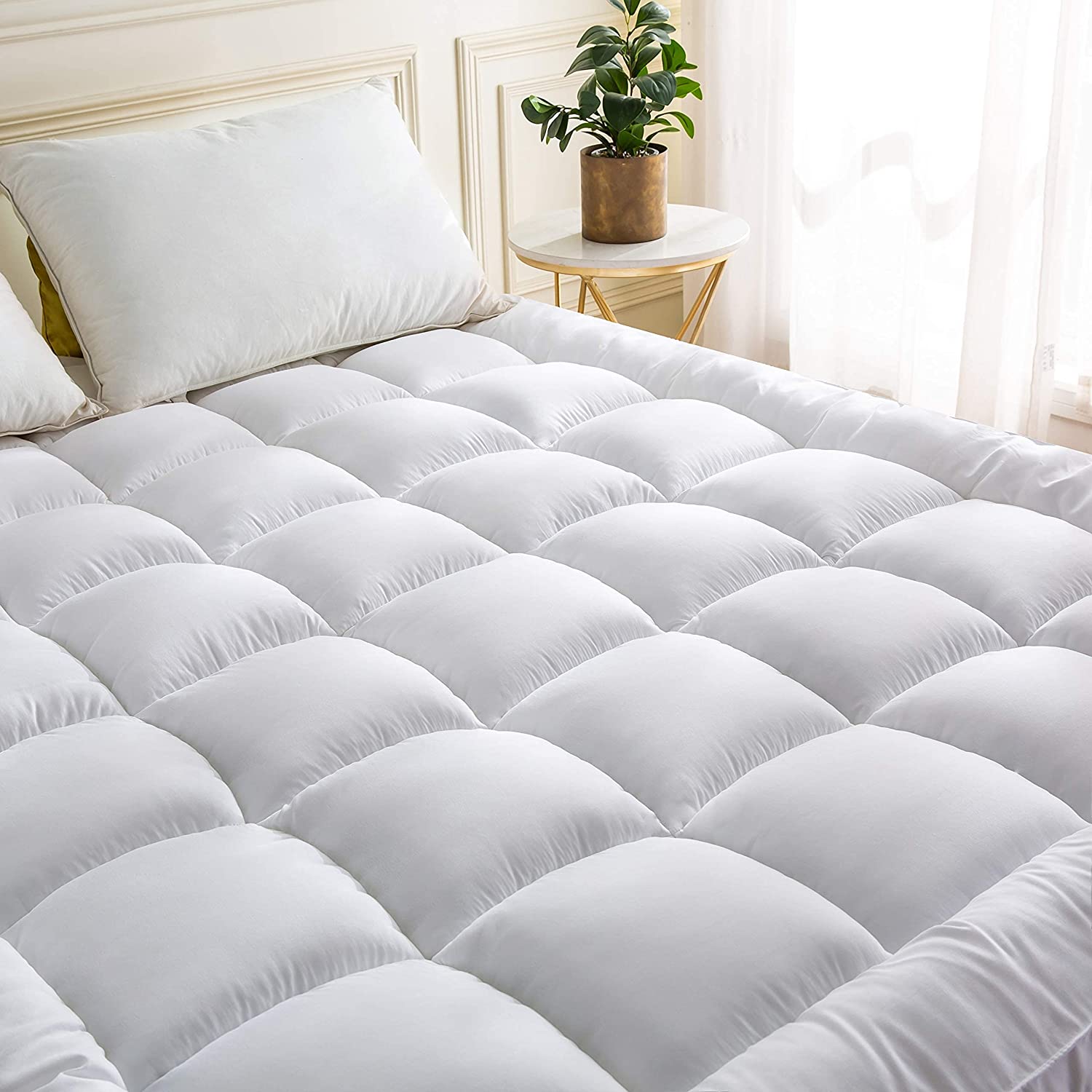 microfiber mattress topper-superior microfiber all season down alternative mattress topper – white-microfiber in mattress toppers-microfiber mattress topper hospitology product-hospitology microfiber quilted mattress pad & topper